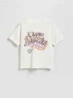 Koszulki dla dziewczynek - Reserved - T-shirt z nadrukiem - złamana biel - miniaturka - grafika 1