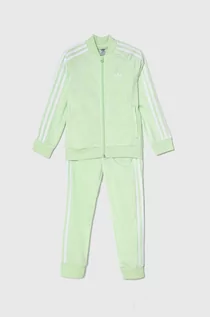 Dresy i komplety dla dziewczynek - adidas Originals dres dziecięcy kolor zielony - grafika 1