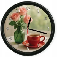 Herbata - Herbata I Róże Zegar Ścienny – Do Kuchni Salonu Sypialni - miniaturka - grafika 1