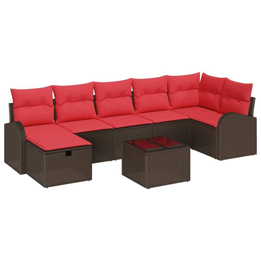 vidaXL Zestaw Sof na Ogród z poduszką 8 pcs Brązowy polirattan