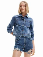 Kurtki damskie - Desigual Kurtka jeansowa Benita 23SWED37 Niebieski Regular Fit - miniaturka - grafika 1