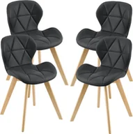 Krzesła - Krzesło do jadalni Älmhult zestaw 4 krzeseł bukowych 81x57 cm ze sztucznej skóry Krzesło do salonu Krzesło kuchenne Czarne - miniaturka - grafika 1