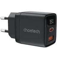 Ładowarki do telefonów - Ładowarka sieciowa GAN3 USB-A USB-C PD35W Choetech PD6052 (czarna) - miniaturka - grafika 1