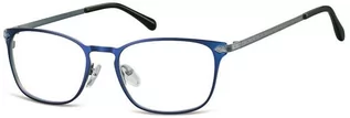 Okulary korekcyjne, oprawki, szkła - Sunoptic Oprawki okularowe kocie oczy damskie stalowe 991C granatowe - grafika 1