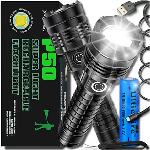 BARDZO MOCNA LATARKA LED ZOOM WOJSKOWA NA AKUMULATOR DUŻY ZASIĘG 8800mAh - Latarki - miniaturka - grafika 1