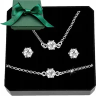Zestawy biżuterii dla kobiet - KOMPLET BIŻUTERII SREBRNEJ z cyrkoniami CYRKONIE NA PREZENT DLA NIEJ - miniaturka - grafika 1