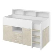 Łóżka dla dzieci i młodzieży - Łóżko Piętrowe Neo Prawe Biały Mat / Granada Migdał MebloCross Granada Migdał, Biały - miniaturka - grafika 1