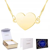 Naszyjniki - Złoty Naszyjnik 925 Blaszka z Sercem Złote Serce Serduszko Pozłacany 24K - miniaturka - grafika 1