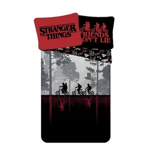 Pościel 140x200 Stranger Things czerwona czarna poszewka 70x90 - Pościel dla dzieci - miniaturka - grafika 1