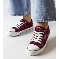 Trampki damskie - Bordowe trampki Lee Cooper LCW-22-31-0864L czerwone - miniaturka - grafika 1