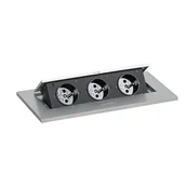 Gniazdka elektryczne - Port blatowy TYP I - wpuszczany, 3 gniazda, srebrny - miniaturka - grafika 1