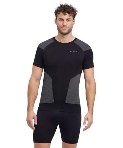 FALKE Mężczyźni Warstwa podstawowa (góra) Wool-Tech Light Protective M S/s Ts wełna materiał funkcyjny regulujące klimat 1 Sztuka, Czarny Black 3000, XL