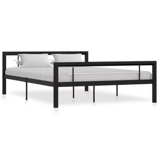 vidaXL Rama łóżka, czarno-biała, metalowa, 120 x 200 cm - Łóżka - miniaturka - grafika 1