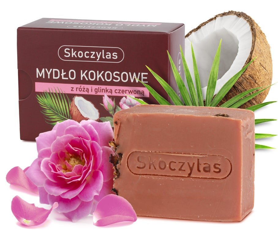 MYDŁO kokosowe z różą i glinką czerwoną - 100 g