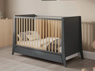 Łóżeczko dziecięce z szufladą Cosmo antracyt-sosna 120x60 - Łóżeczka i kojce - miniaturka - grafika 1