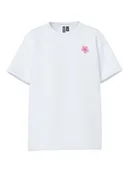 Koszulki i topy damskie - Pieces Koszulka "Alifi" w kolorze biało-jasnoróżowo-żółtym - miniaturka - grafika 1