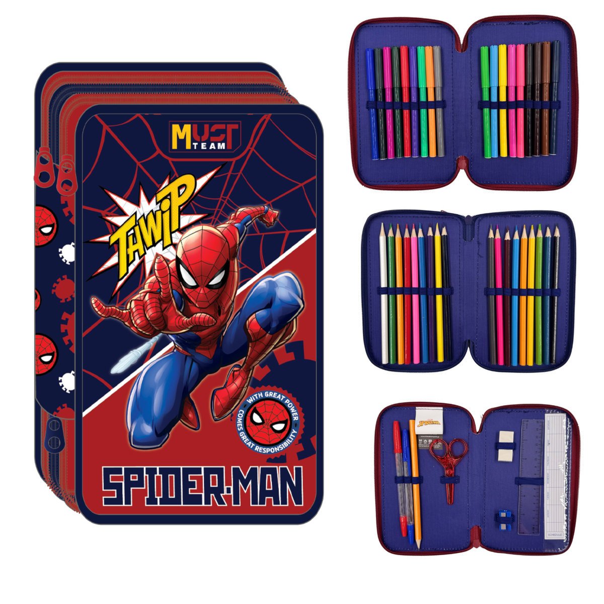 PIÓRNIK POTRÓJNY Z WYPOSAŻENIEM SPIDERMAN