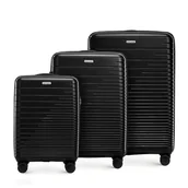 Walizki - Zestaw walizek z polipropylenu z błyszczącymi paskami - miniaturka - grafika 1