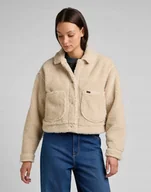 Płaszcze damskie - LEE CROPPED SHERPA JACKET ECRU L55GAVDN XXL - miniaturka - grafika 1