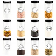 Pojemniki kuchenne - Pojemnik słoik kuchenny plastikowy 1,5L makaron etykiety x12 Z55B (P5-P10) - miniaturka - grafika 1