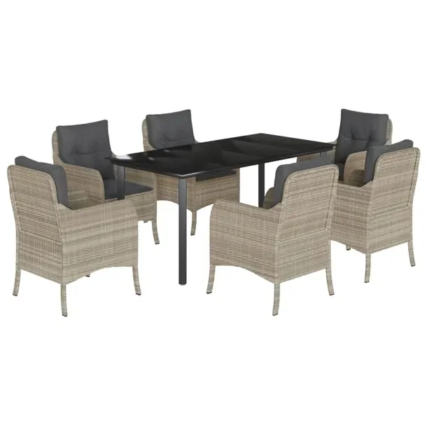 Zestaw mebli ogrodowych rattan PE z czarnym stolikiem 160x80x74 cm i jasnos