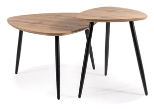 Zestaw Ław Twin Czarna / Dąb Artisan - Ławy i stoliki kawowe - miniaturka - grafika 1