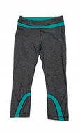 Legginsy - Szare legginsy damskie turkusowe wstawki S - miniaturka - grafika 1