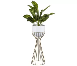 Metalowa doniczka LOFT 56x20 cm złota/biała - Donice - miniaturka - grafika 1