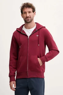 Gant bluza męska kolor bordowy z kapturem gładka - Bluzy męskie - miniaturka - grafika 1