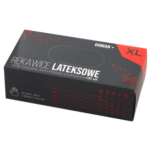 Doman+, rękawice lateksowe, niejałowe, pudrowane, rozmiar XL, 100 sztuk - Rękawiczki jednorazowe - miniaturka - grafika 1