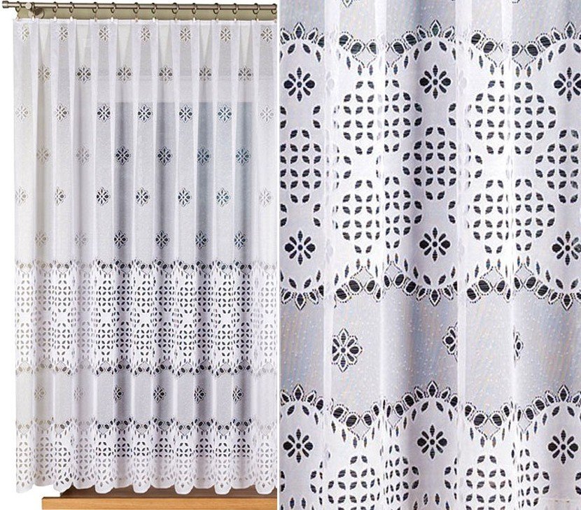 Firana żakardowa wzór 18999 wys. 160cm, kolor biały (na metry)