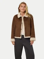 Płaszcze damskie - Noisy May Kożuch Dila 27031453 Brązowy Regular Fit - miniaturka - grafika 1