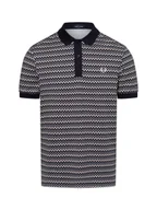 Koszulki męskie - Fred Perry Męska koszulka polo Mężczyźni Bawełna niebieski wzorzysty, S - miniaturka - grafika 1