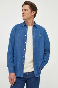 Lacoste koszula jeansowa męska kolor niebieski regular z kołnierzykiem klasycznym - Koszule męskie - miniaturka - grafika 1