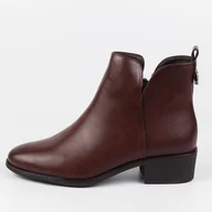 Botki damskie - Brązowe ze skóry eko botki damskie Sergio Leone Bt606 - miniaturka - grafika 1