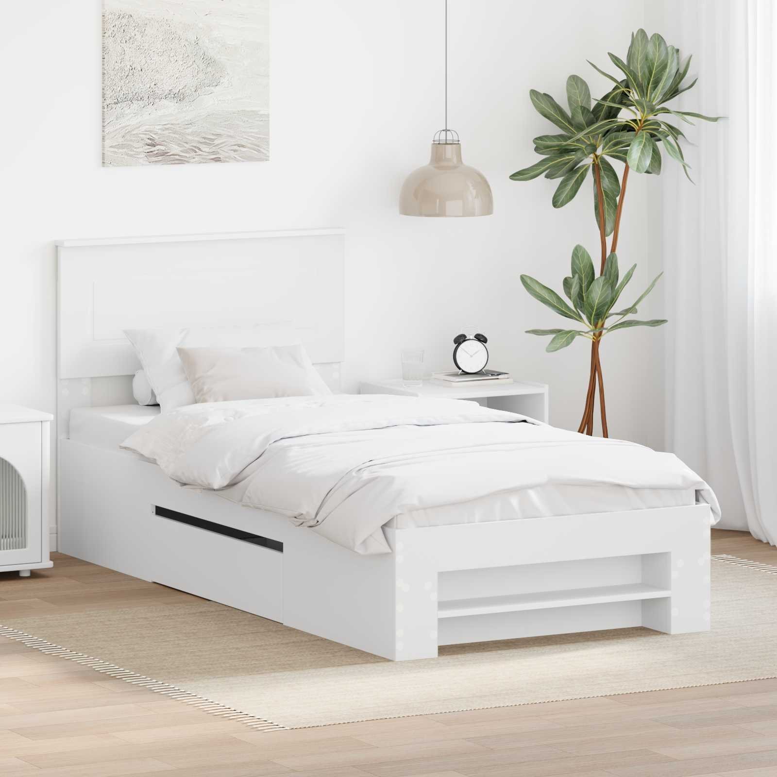 vidaXL Ramka łóżka Biały 90 x 200 cm Materiał drewnopochodny