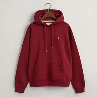 Bluzy damskie - GANT Damska bluza z kapturem Rel Shield, Plumped Red, XS - miniaturka - grafika 1