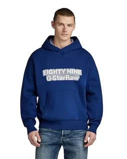 Bluzy męskie - G-STAR RAW Męska bluza z dzianiny Graphic HDD Loose Knit Sweater, Niebieski (Ballpen Blue D23933-d488-1822), M - grafika 1