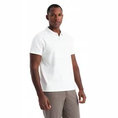 Koszulki męskie - Męska koszulka polo kołnierzyk z zamkiem biała V1 OM-POSS-0132 XL - miniaturka - grafika 1