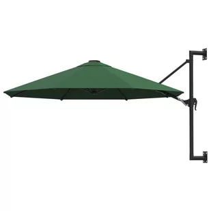 vidaXL Parasol ścienny na metalowym słupku, 300 cm, zielony - Parasole ogrodowe - miniaturka - grafika 1