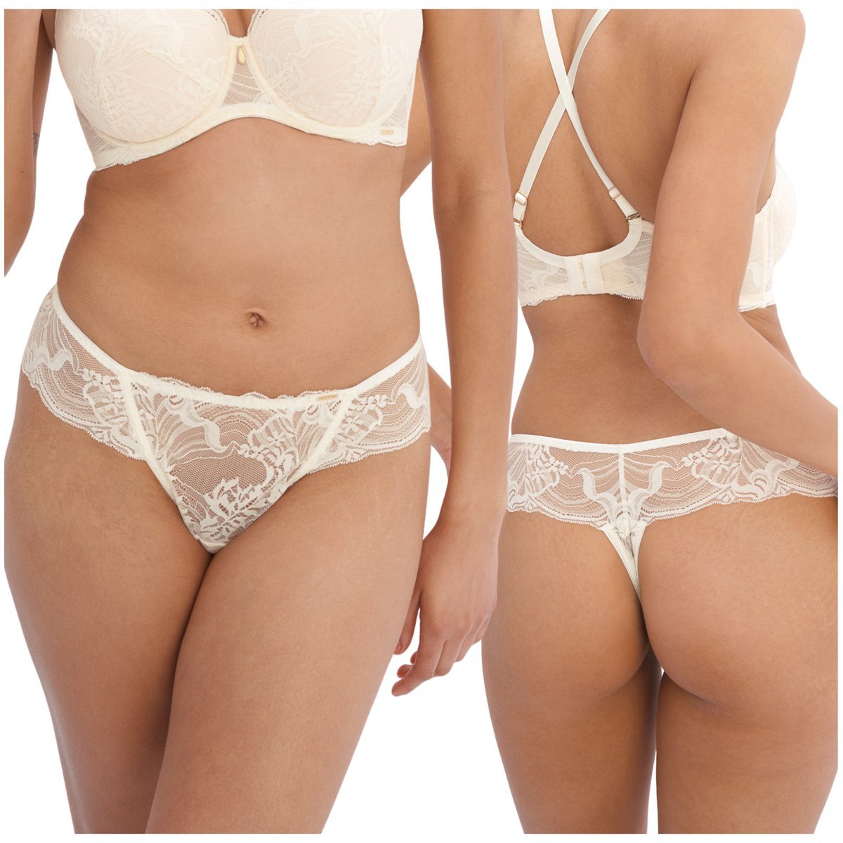 Majtki brazyliany koronkowe figi brazilian Alles PURE ROMANTIC wanilia 38