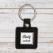 Breloki - Brelok z czarnej skóry i metalu z Twoim zdjęciem - kwadrat - miniaturka - grafika 1