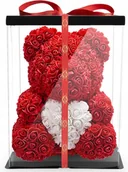 Sztuczne kwiaty - MIŚ Z RÓŻAMI W PUDEŁKU EKSKLUZYWNY RÓŻANY MIŚ DWA KOLORY PUDEŁKO DLA NIEJ - miniaturka - grafika 1