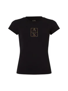 Armani Exchange Koszulka damska Kobiety Bawełna czarny jednolity, S - Koszulki i topy damskie - miniaturka - grafika 1