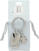 Koszulki i topy damskie - Depesche 11800-020 Srebrny brelok do kluczy z literą R i aniołem stróżem, stop cynku, w zestawie z kolorowym aksamitnym etui - miniaturka - grafika 1