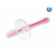 Szczoteczki do zębów dla dzieci - Canpol Babies Szczoteczka z ogranicznikiem do mycia zębów różowa - miniaturka - grafika 1