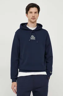 Lacoste bluza bawełniana męska kolor granatowy z kapturem z nadrukiem - Bluzy męskie - miniaturka - grafika 1