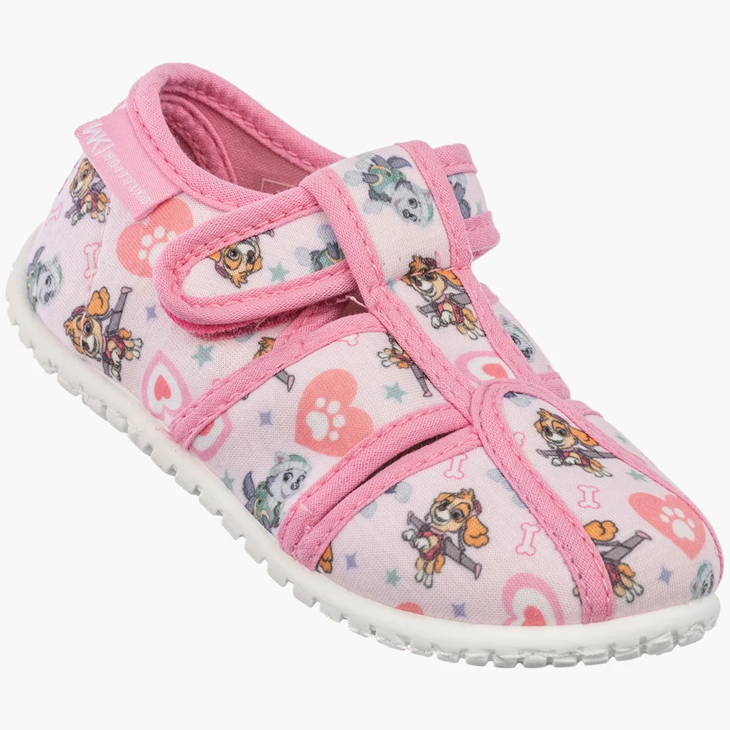 Kapcie Dziecięce Na Rzepy Barefoot Buty Lekkie Skórzana Wkładka Wojtyłko Różowe 24