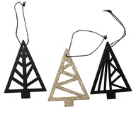 Ozdoby bożonarodzeniowe - ZAWIESZKI DREWNIANE CHOINKI 9X18 CM KOMPLET 3 SZT. - miniaturka - grafika 1