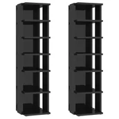 Szafki na buty - vidaXL Szafki na buty, 2 szt., czarne z połyskiem, 25x27x102 cm - miniaturka - grafika 1